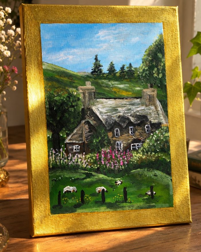 The Golden Cottage - Original Art On Canvas — by Kristina — Painting