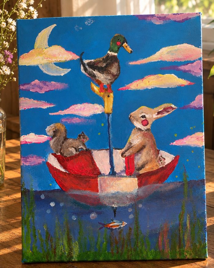 Whimsical Ride - Original Art On Canvas — by Kristina — Painting