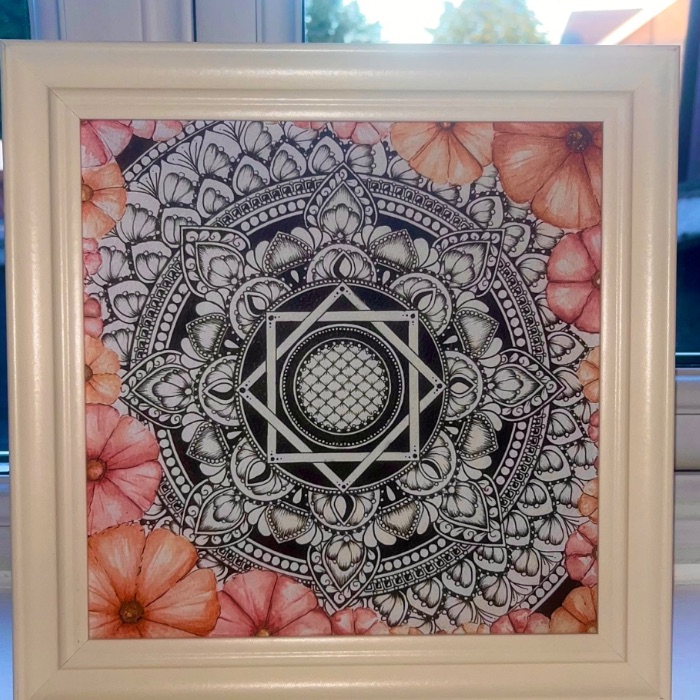 Red Flowers Mandala — by Aafke Sluiter — Print