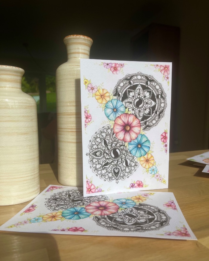 A5 Flower Watercolour x Mandala — by Aafke Sluiter — Print