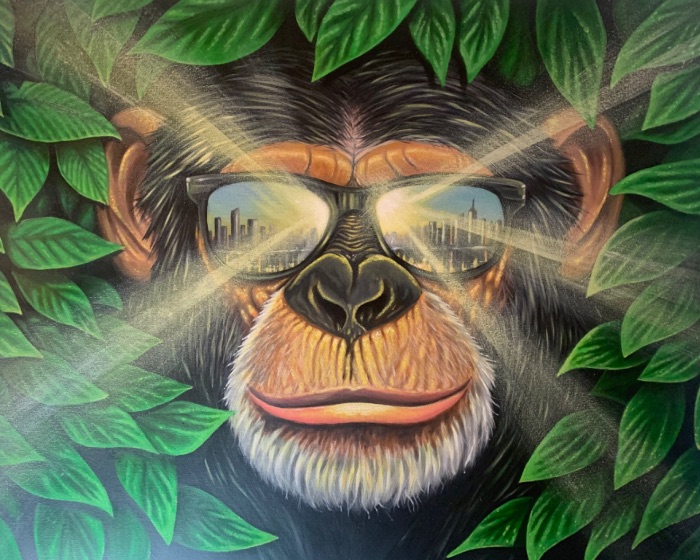 Urban Jungle Chimp — by Rory Kendrick — Painting