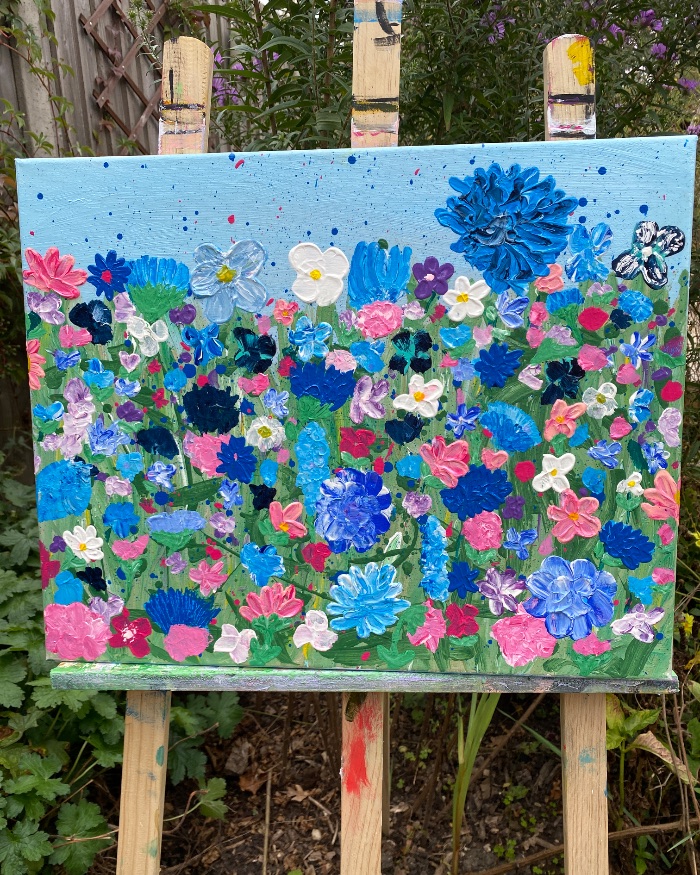 Summer meadow in blue — by kerry chugg — Painting