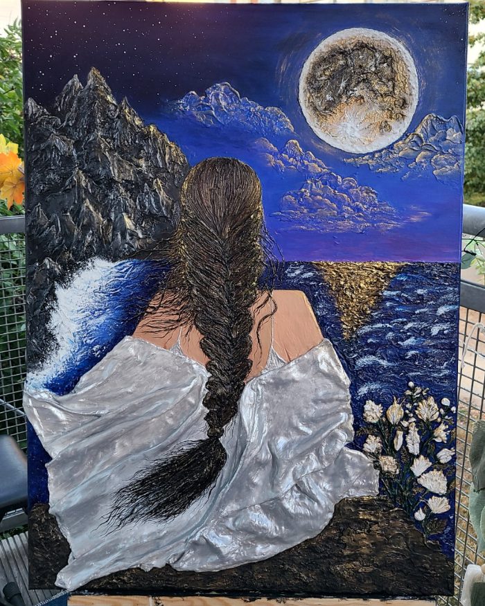 Whispers to the Moon — by Angela Izabela Constantinoiu — Painting