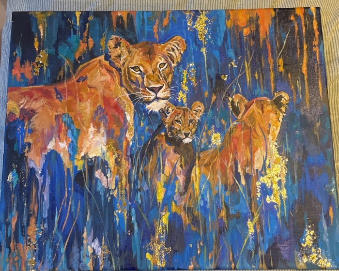 Lions - Kenya — by Rebekah Sharpe — Painting